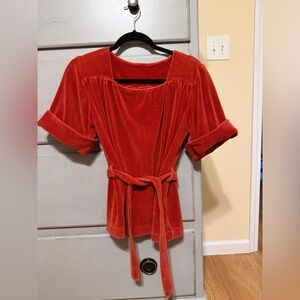 Rust Orange Velvet Top